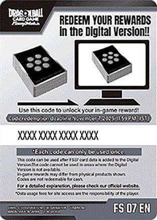 Code Card - Starter Deck 7: Vegeta (Mini) (FS07) - Starter Deck 7 Vegeta Mini