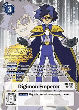 Digimon Emperor (Championship 2024 Gold Stamp Card Set) (BT8-094) - New Awakening Foil