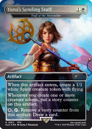Yuna's Sending Staff - Staff of the Storyteller (Rainbow Foil) (SLD-1863) - Secret Lair Drop Series Foil