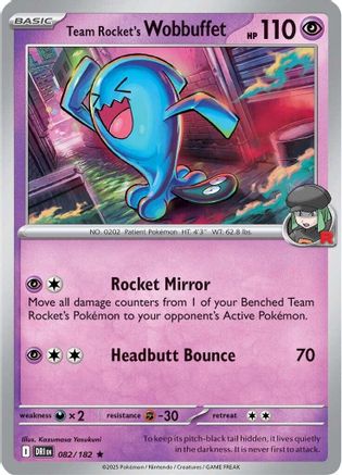 Team Rocket's Wobbuffet 082 - Reverse Holofoil SV10 Destined Rivals - Rare
