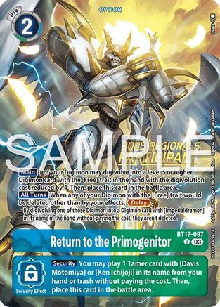 Return to the Primogenitor (Regionals 25-26 Season 2 Participant) (BT17-097) - Secret Crisis