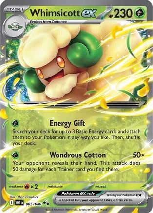 Whimsicott ex 005 - Holofoil SV White Flare - Double Rare