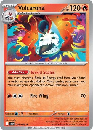 Volcarona 016 - Reverse Holofoil SV Black Bolt - Rare
