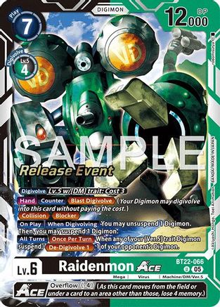 Raidenmon ACE (BT22-066) - Cyber Eden Release Event Cards Foil