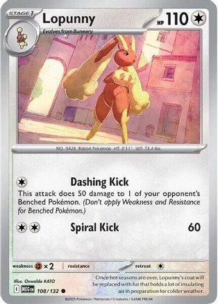 Lopunny 108 - Reverse Holofoil ME01 Mega Evolution - Common