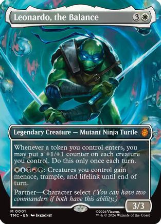 Leonardo, the Balance (0001) (Borderless) (TMC-001) - Commander: Teenage Mutant Ninja Turtles