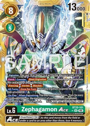 Zephagamon ACE (Gold Border) (BT20-101) - Advanced Booster Digimon Generation Foil