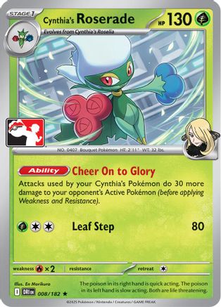 Cynthia's Roserade 008/182 - Holofoil Prize Pack Series Cards - Rare