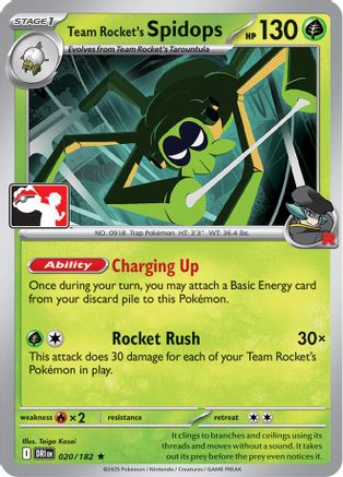 Team Rocket's Spidops 020/182 - Holofoil Prize Pack Series Cards - Rare