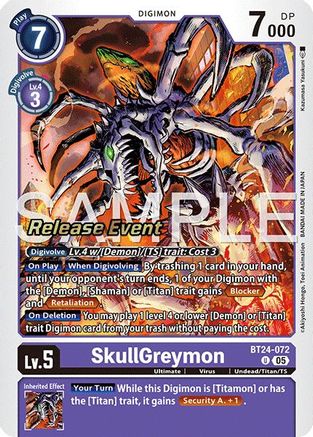 SkullGreymon (BT24-072) - Time Stranger Release Event Cards Foil