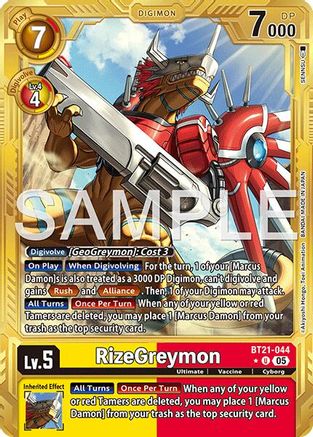 RizeGreymon - BT21-044 (Gold Border) (BT21-044) - Advanced Booster Digimon Generation Foil