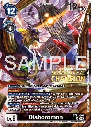 Diaboromon (Regionals 26-27 Season 1 Champion) (BT22-064) - Cyber Eden Foil
