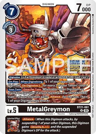 MetalGreymon (World Championship 26–27 Regionals Season 1) (BT21-061) - World Convergence Foil