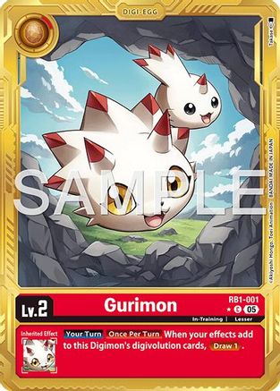 Gurimon (Gold Border) (RB1-001) - Advanced Booster Digimon Generation Foil