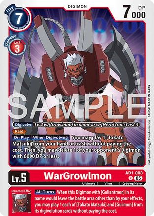 WarGrowlmon - AD1-003 (AD1-003) - Advanced Booster Digimon Generation Foil
