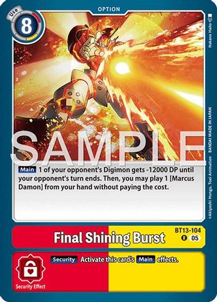 Final Shining Burst (Reprint) (BT13-104) - Advanced Booster Digimon Generation Foil
