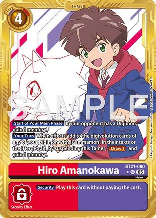 Hiro Amanokawa - BT21-080 (Gold Border) (BT21-080) - Advanced Booster Digimon Generation Foil