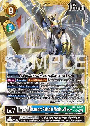 Imperialdramon: Paladin Mode ACE (Gold Border) (BT17-077) - Advanced Booster Digimon Generation Foil