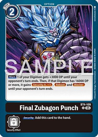 Final Zubagon Punch (Reprint) (BT4-109) - Advanced Booster Digimon Generation Foil