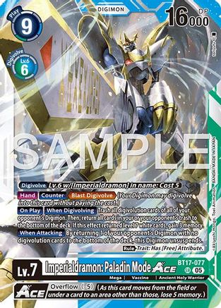 Imperialdramon: Paladin Mode ACE (Reprint) (BT17-077) - Advanced Booster Digimon Generation Foil