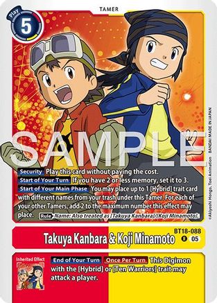 Takuya Kanbara & Koji Minamoto (Reprint) (BT18-088) - Advanced Booster Digimon Generation Foil