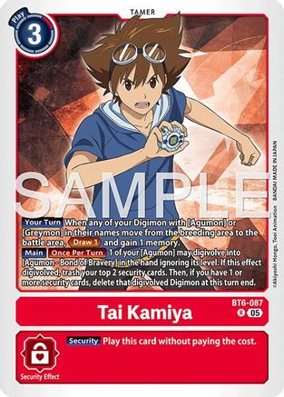 Tai Kamiya - BT6-087 (Reprint) (BT6-087) - Advanced Booster Digimon Generation Foil
