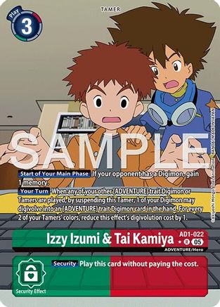 Izzy Izumi & Tai Kamiya (Alternate Art) (AD1-022) - Advanced Booster Digimon Generation Foil