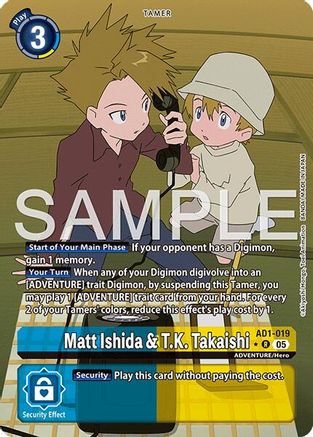 Matt Ishida & T.K. Takaishi (Alternate Art) (AD1-019) - Advanced Booster Digimon Generation Foil