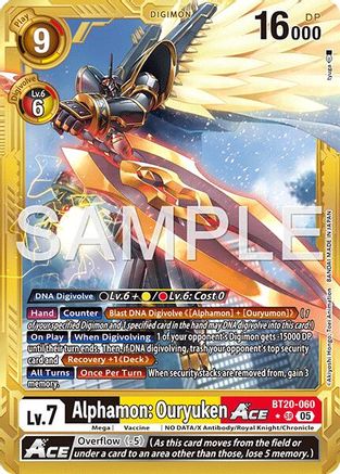 Alphamon: Ouryuken ACE (Gold Border) (BT20-060) - Advanced Booster Digimon Generation Foil