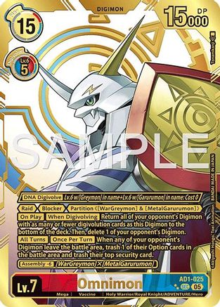 Omnimon - AD1-025 (Rare Pull) (AD1-025) - Advanced Booster Digimon Generation Foil