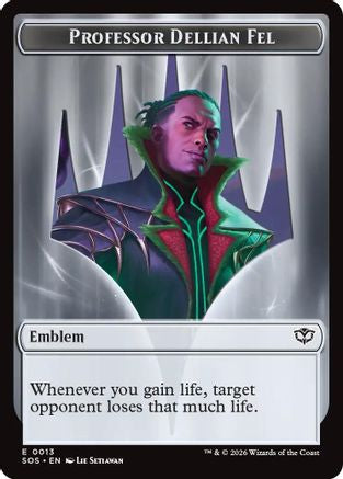 Emblem - Professor Dellian Fel // Pest (0008) Double-Sided Token (SOS-13 // 8) - Secrets of Strixhaven Foil