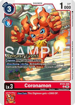 Coronamon (BT25-008) - Dual Revolution Release Event Cards Foil