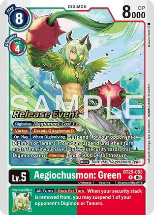 Aegiochusmon: Green (BT25-053) - Dual Revolution Release Event Cards Foil