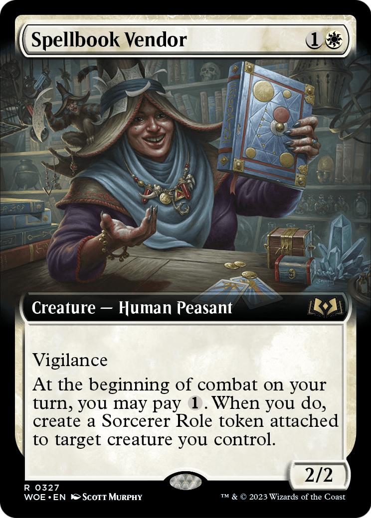 Spellbook Vendor (Extended Art) (WOE-327) - Wilds of Eldraine: (Extended Art)
