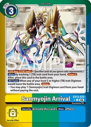 Sanmyojin Arrival (Limited Foil) (EX12-070) - Digital World Shambala Foil