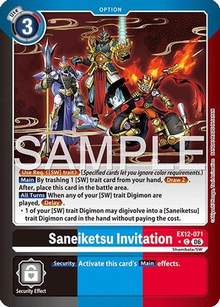 Saneiketsu Invitation (Limited Foil) (EX12-071) - Digital World Shambala Foil