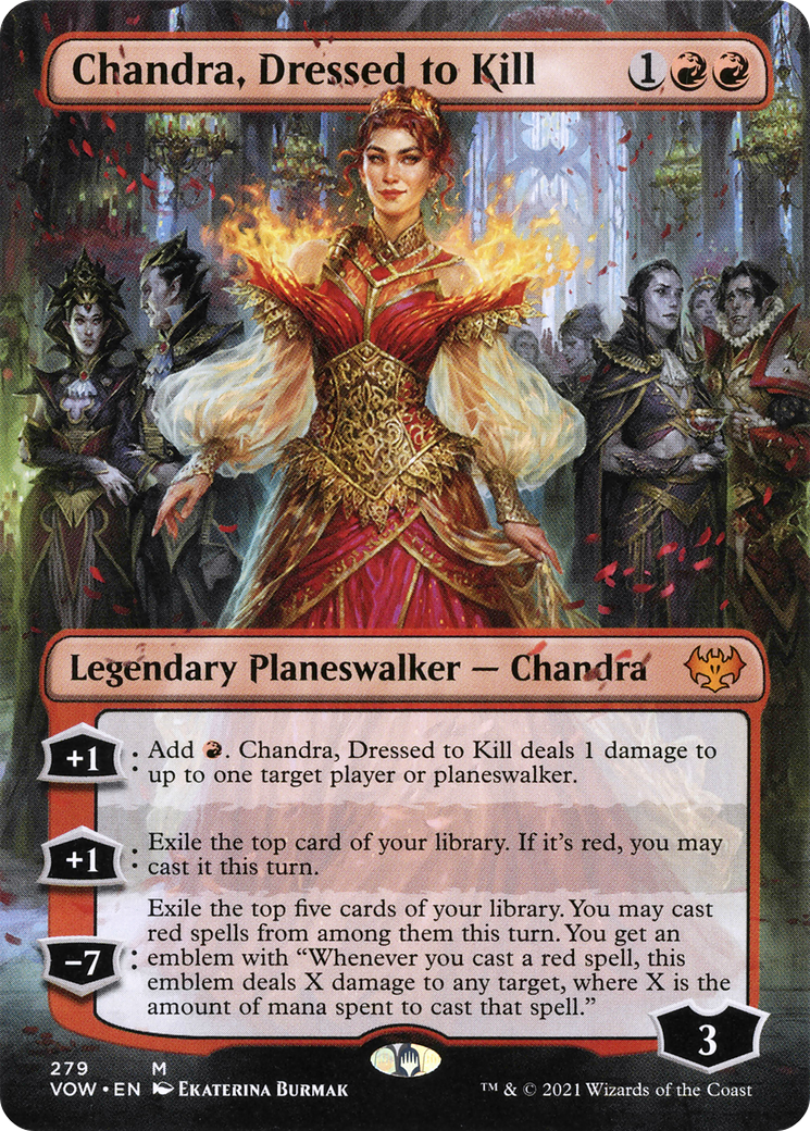 Chandra, Dressed to Kill (Borderless) (VOW-279) - Innistrad: Crimson Vow Foil