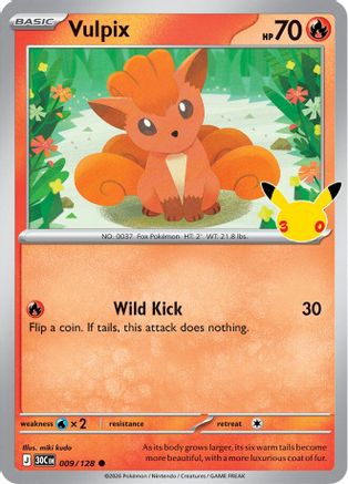 Vulpix 009/128 - Holofoil ME 30th Celebration - Common