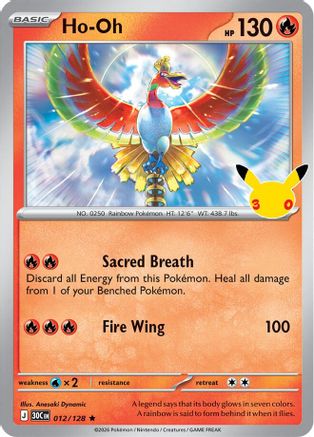 Ho-Oh 012/128 - Holofoil ME 30th Celebration - Rare