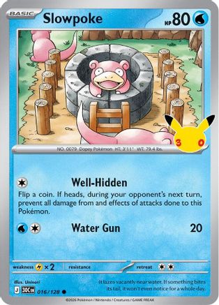 Slowpoke 016/128 - Holofoil ME 30th Celebration - Common