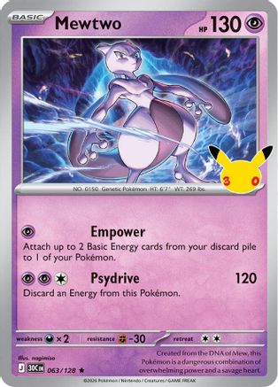 Mewtwo 063/128 - Holofoil ME 30th Celebration - Rare