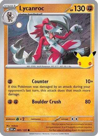 Lycanroc 085/128 - Holofoil ME 30th Celebration - Common