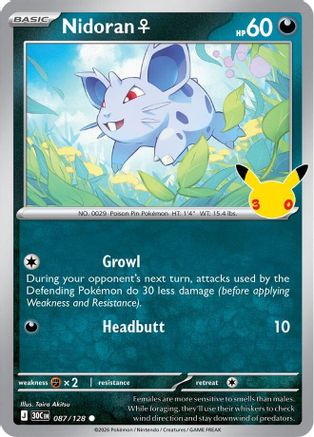 Nidoran F 087/128 - Holofoil ME 30th Celebration - Common