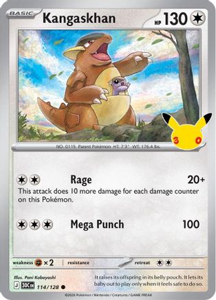 Kangaskhan 114/128 - Holofoil ME 30th Celebration - Common