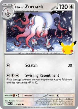 Hisuian Zoroark 123/128 - Holofoil ME 30th Celebration - null
