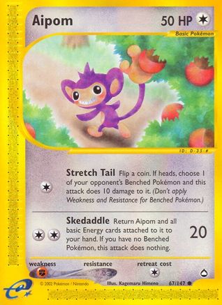 Aipom 067/147 - Reverse Holofoil Aquapolis - Common