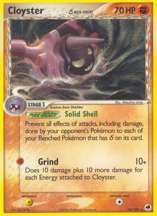 Cloyster (Delta Species) 014/101 - Reverse Holofoil Dragon Frontiers - Rare