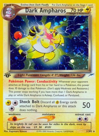 Dark Ampharos - 1st Edition Holofoil Neo Destiny - Holo Rare