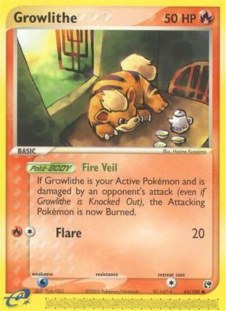 Growlithe 065 - Reverse Holofoil Sandstorm - Common