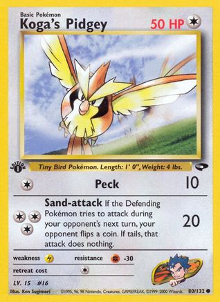 Koga's Pidgey (80) (80) 080 - 1st Edition Gym Challenge - Common